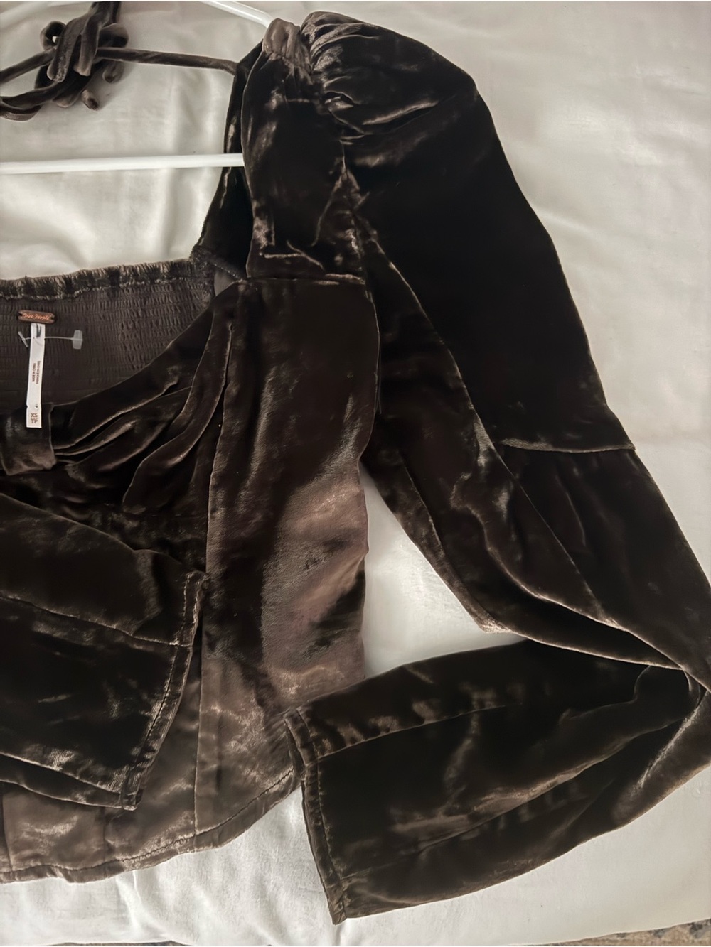 Free People Velvet Brown Long Sleeve Blouse